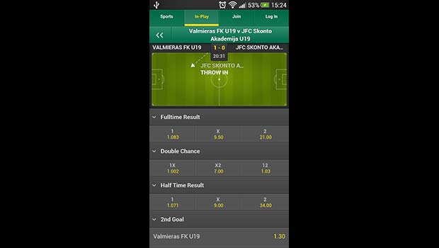 Bet365 Mobile Sportsbook Live In-Play Soccer 1 Screenshot