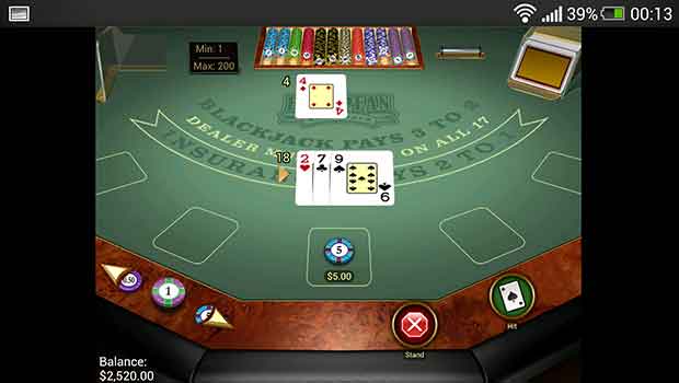 32Red Mobile Casino BlackJack Screenshot