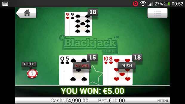 Leo Vegas Mobile Casino Blackjack Screenshot