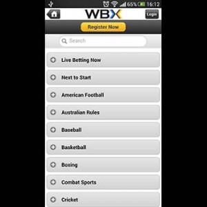 WBX Mobile Betting Exchange Lobby Screenshot Featured